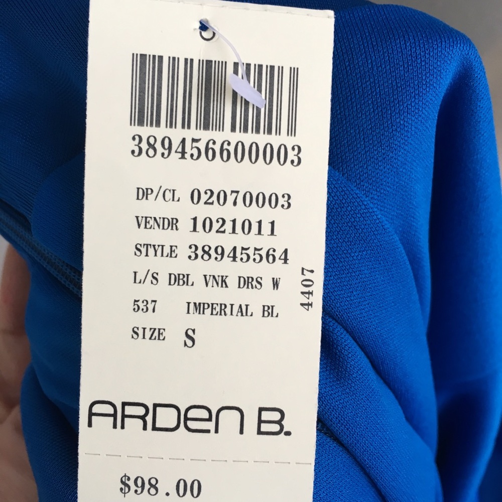 (SOLD) ARDEN B. V. Neck Blue Dress Size S. NWT - Picture 6 of 7
